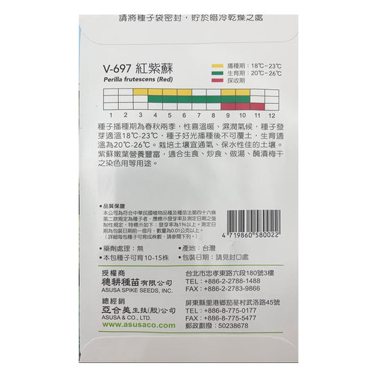 台灣天星牌園藝香草種子 - 紅紫蘇