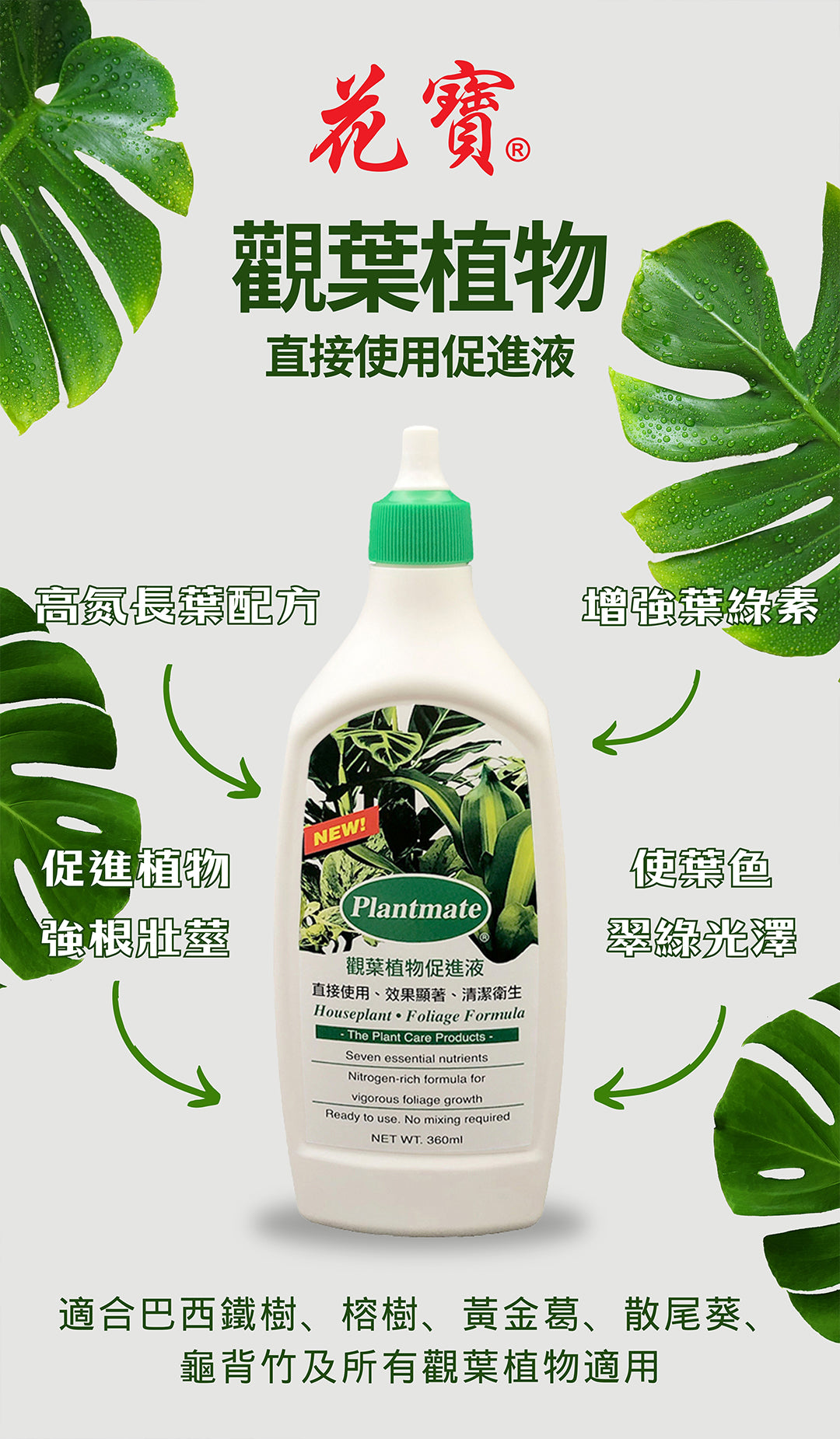 Plantmate - 觀葉植物促進液 園藝長葉肥料 360ml