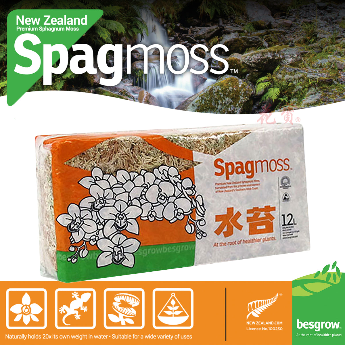 Besgrow - New Zealand AA+ grade Spagmoss 12L