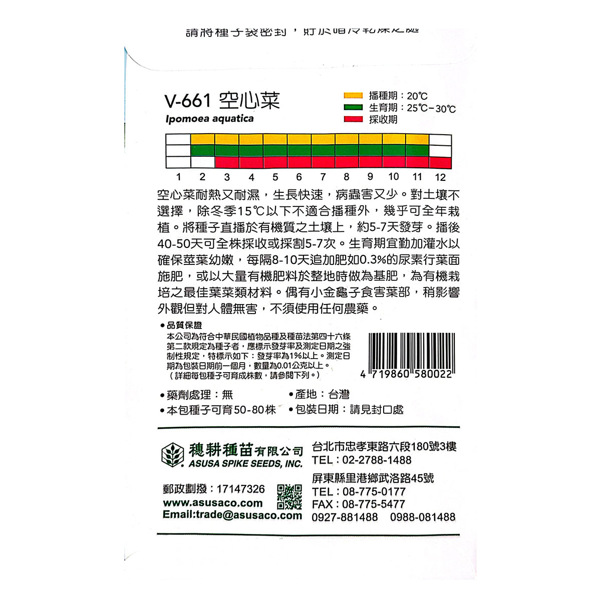 台灣天星牌園藝蔬果種子 - 空心菜/通菜