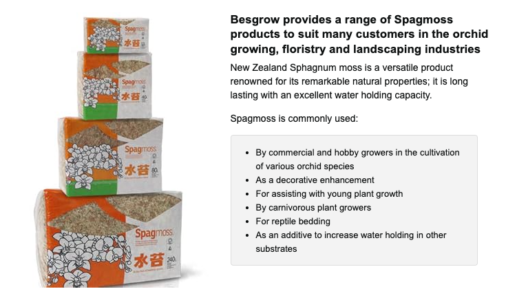 Besgrow - New Zealand AA+ grade Spagmoss 12L