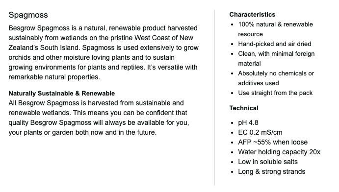 Besgrow - 紐西蘭AAA級蘭花種植用水苔 園藝植料 240L